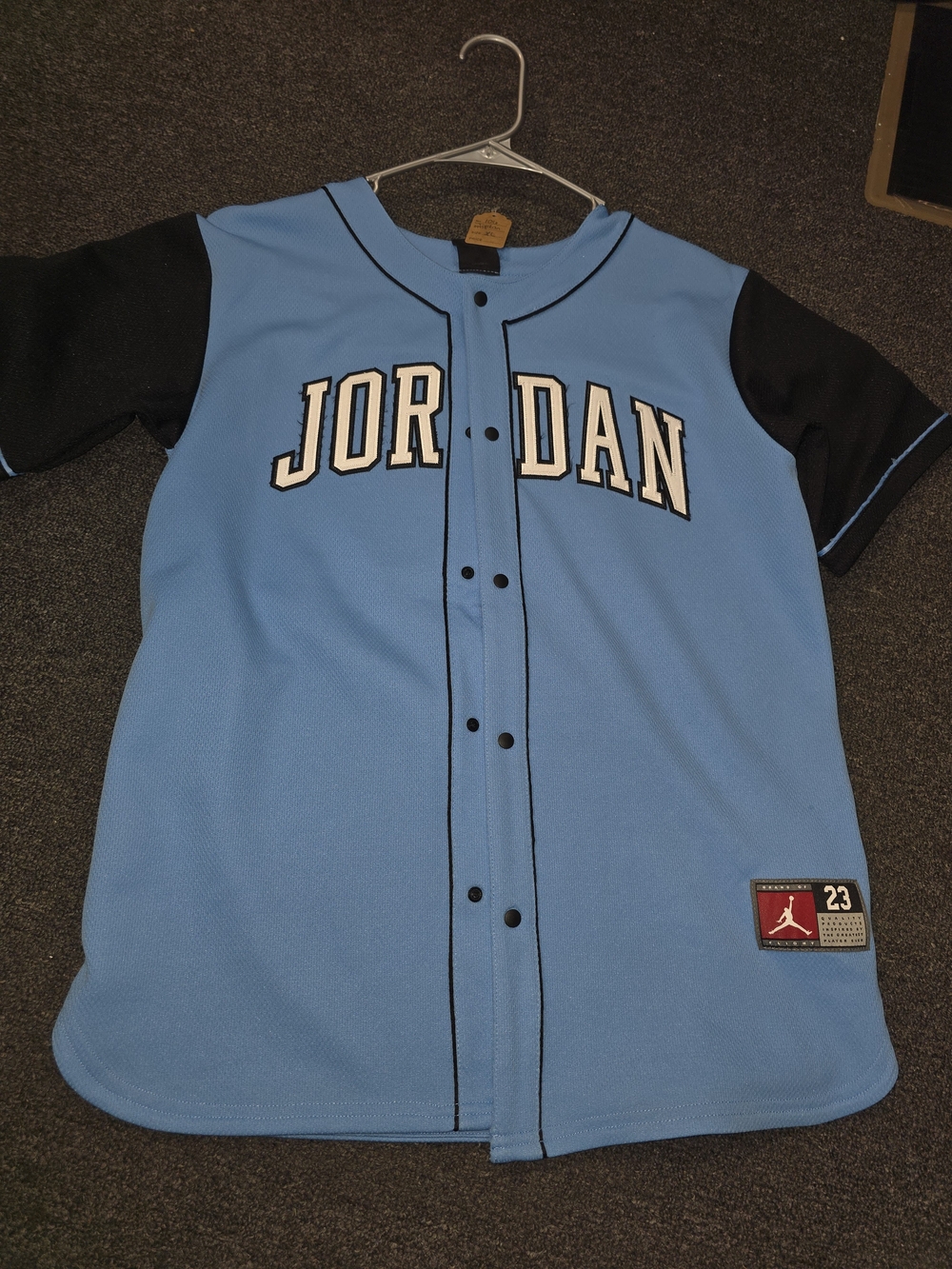 Youth Jordan Blue and Black Baseball-Style Button-Up Top